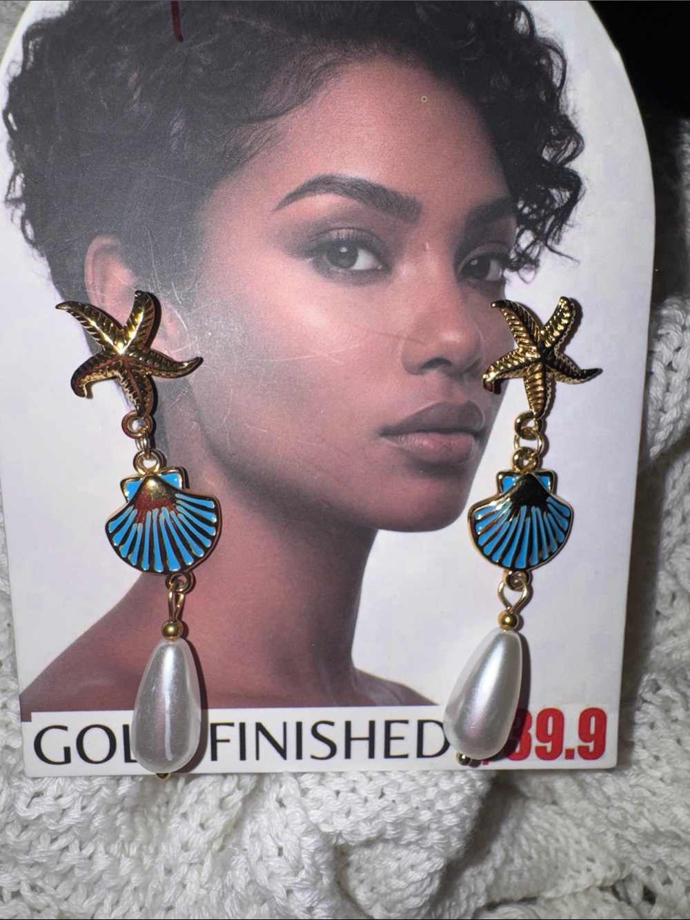 Stainless steel Blue Shell & Pearl Drop Earrings